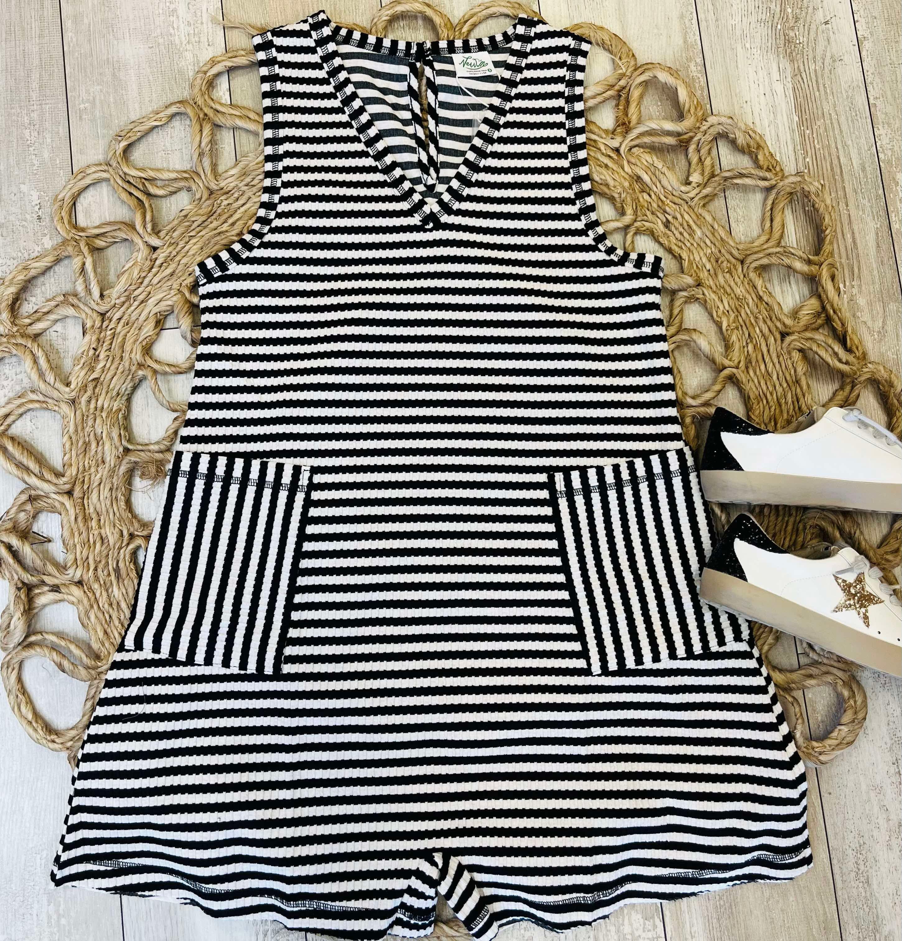Black Pocket Romper Women's
