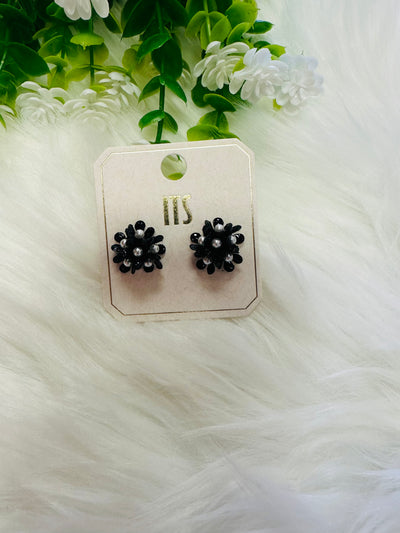 Black Puffer Pearl Earrings - Mini Mee Boutique