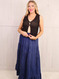Black Sleeveless Basic Summer Cardigan Sweater Vest