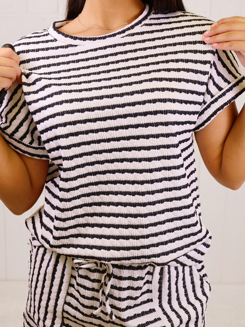 Black Stripe Short Set
