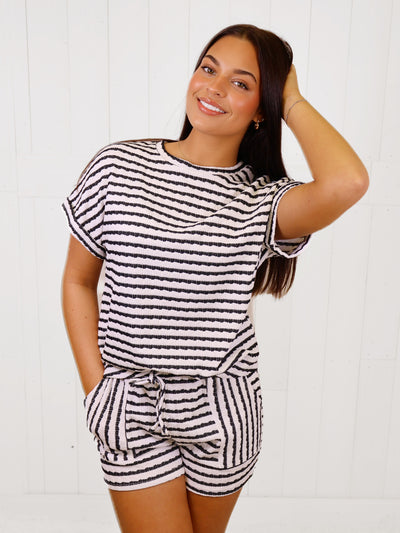 Black Stripe Short Set