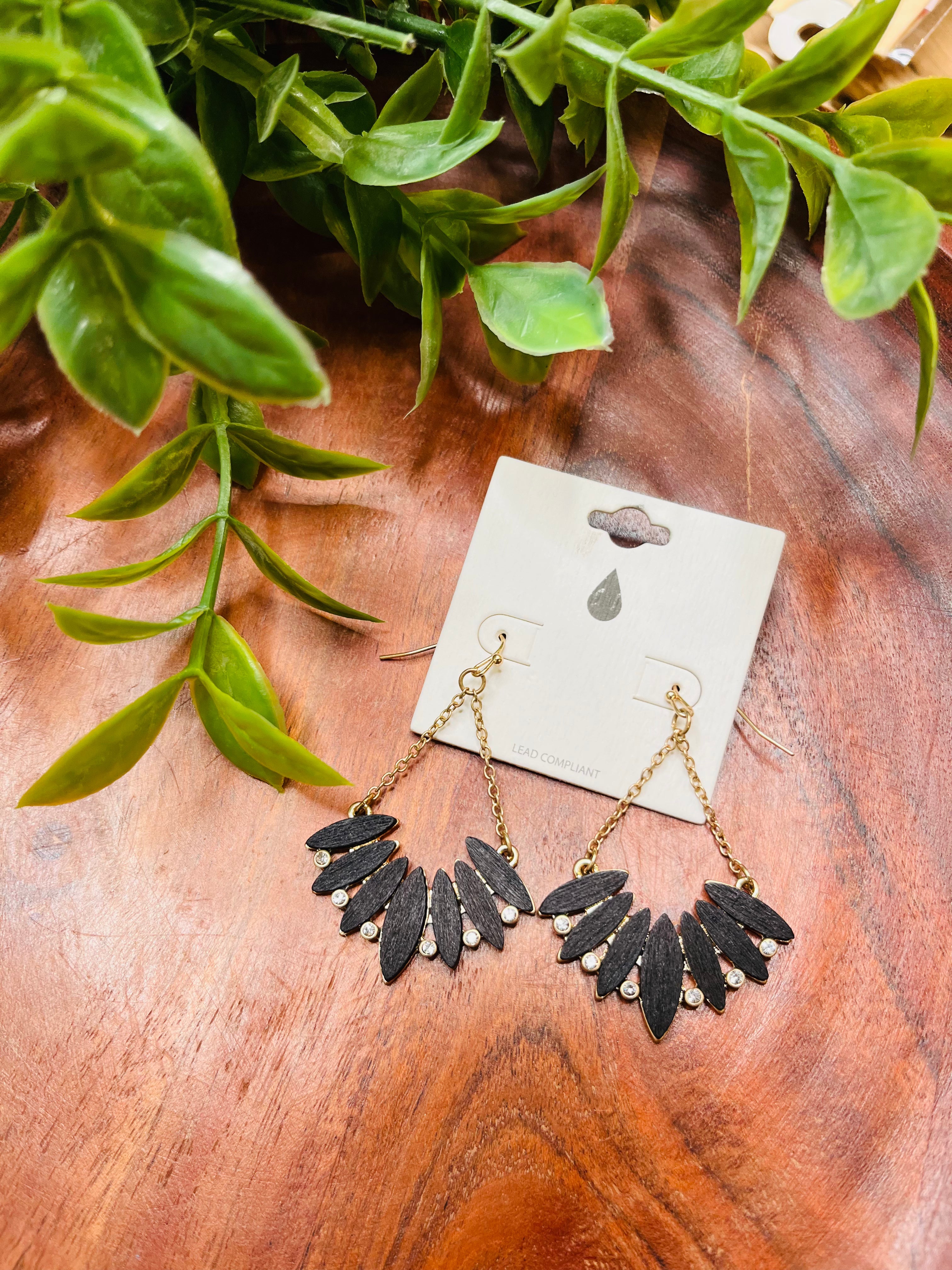 Black Teardrop dangle earrings