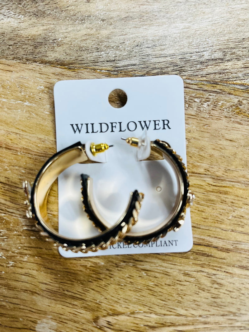 Black and Gold Detailed Hoops