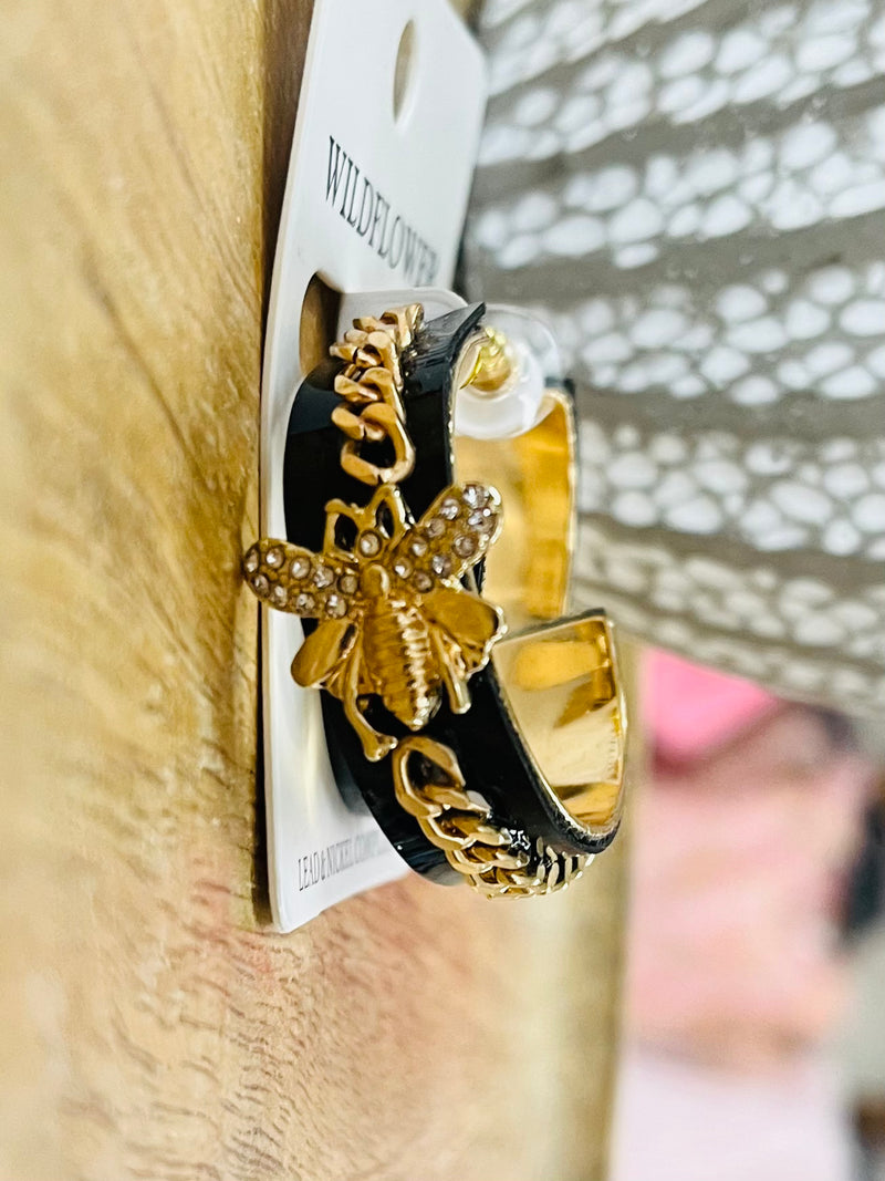 Black and Gold Detailed Hoops