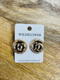 Black and Gold Round Earrings