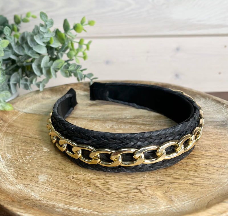 Black and gold chain headband