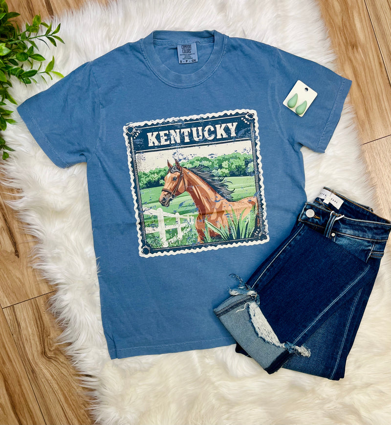 Blue Kentucky Horse Tee