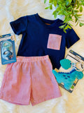 Baby Boys Navy Blue and Red Boxer set - Mini Mee Boutique