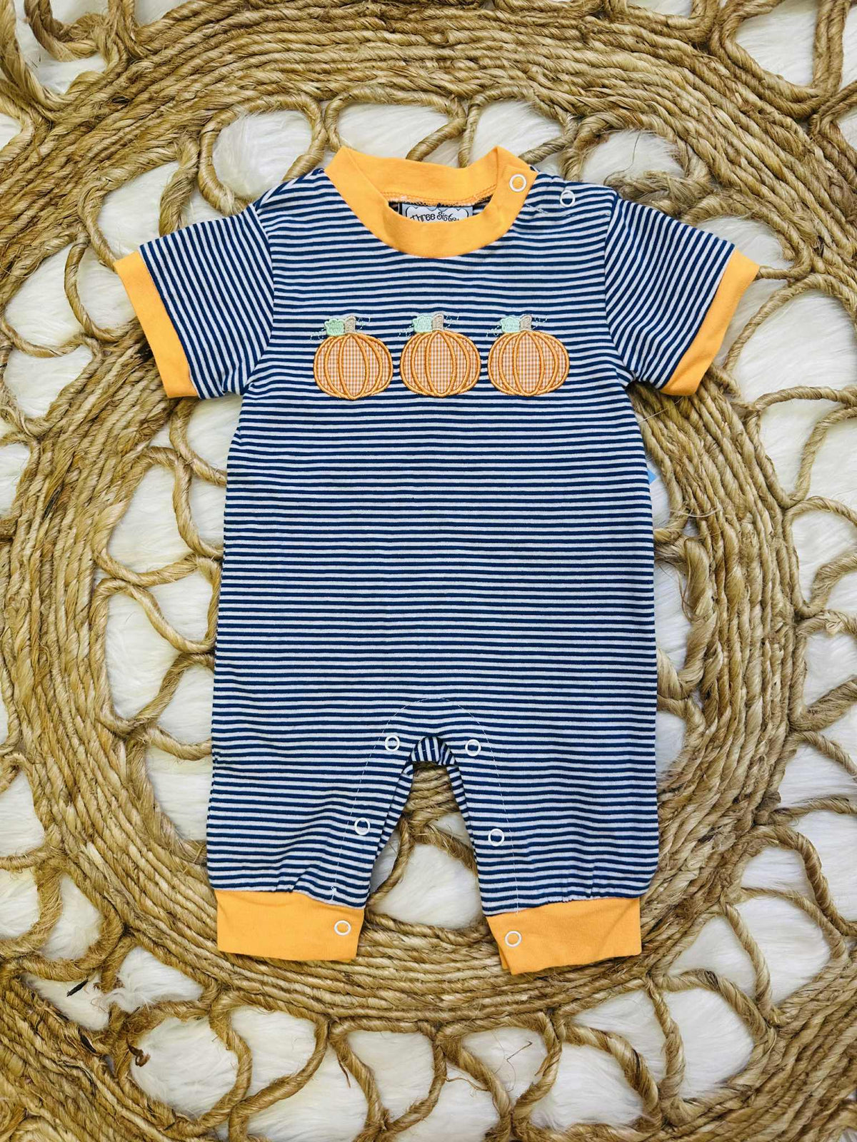 Boys Pumpkin Stripe Romper