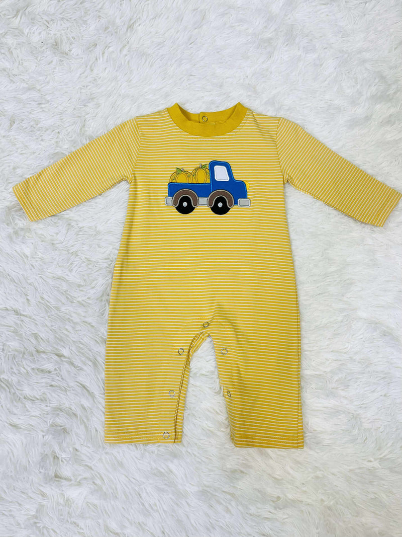 Boys Pumpkin Truck Romper
