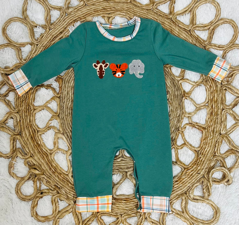 Boys animal plaid romper