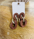 Brown Chained Dangle Earrings