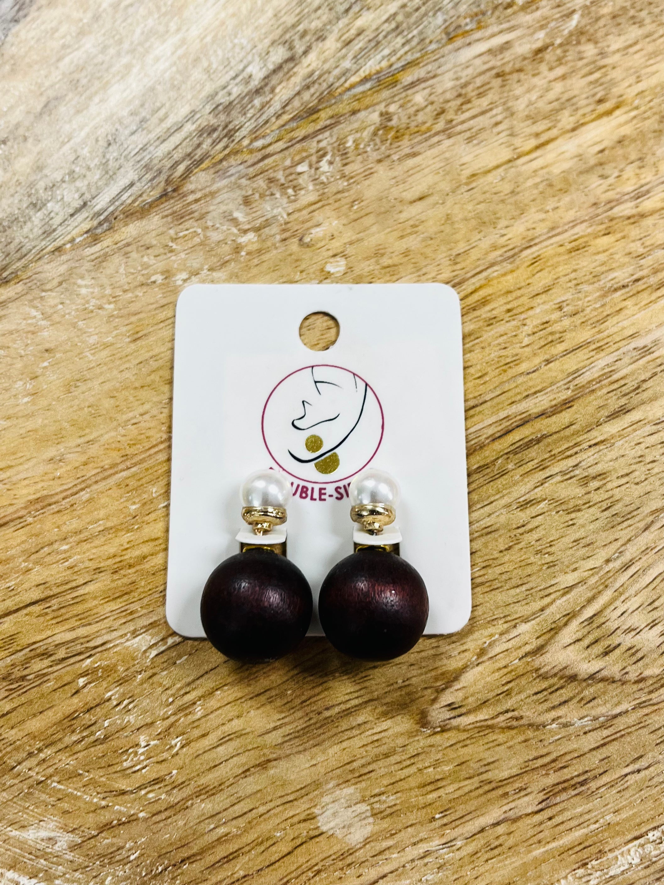 Brown Pearl Double-Sided Earrings