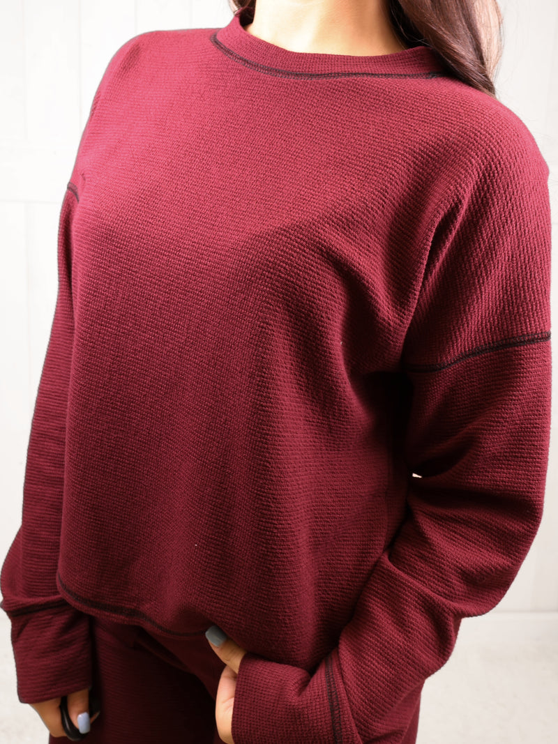 Burgundy Ribbed Women’s Matching Set