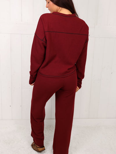 Burgundy Ribbed Women’s Matching Set