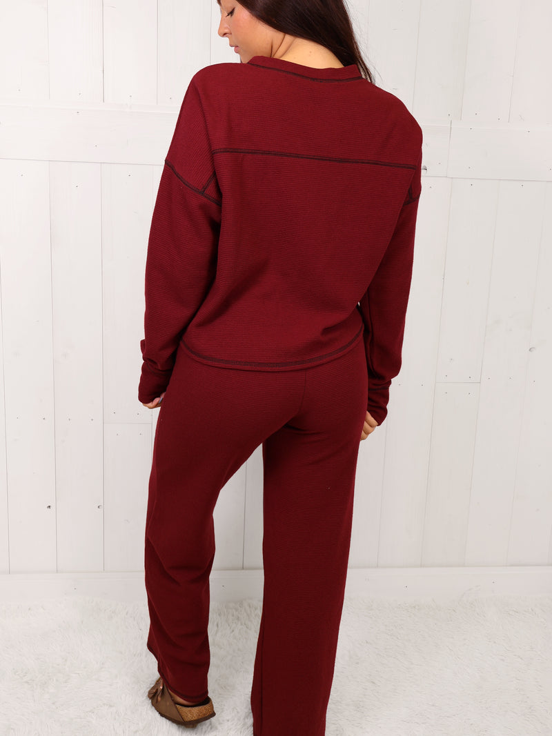 Burgundy Ribbed Women’s Matching Set