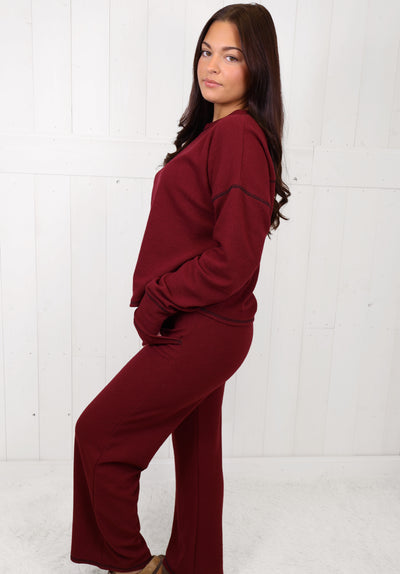 Burgundy Ribbed Women’s Matching Set