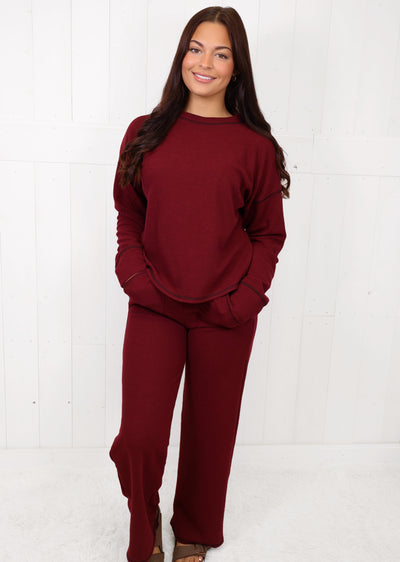 Burgundy Ribbed Women’s Matching Set
