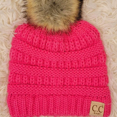 C.C Hot Pink Baby Beanie - Mini Mee Boutique