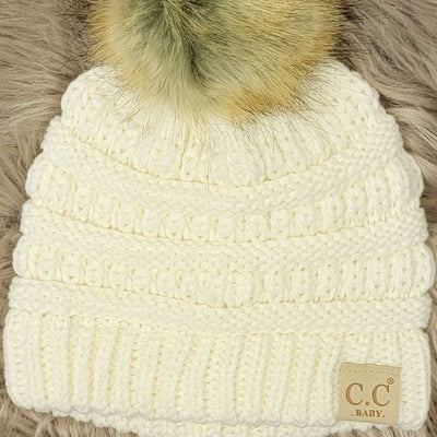 C.C White Baby Beanie - Mini Mee Boutique