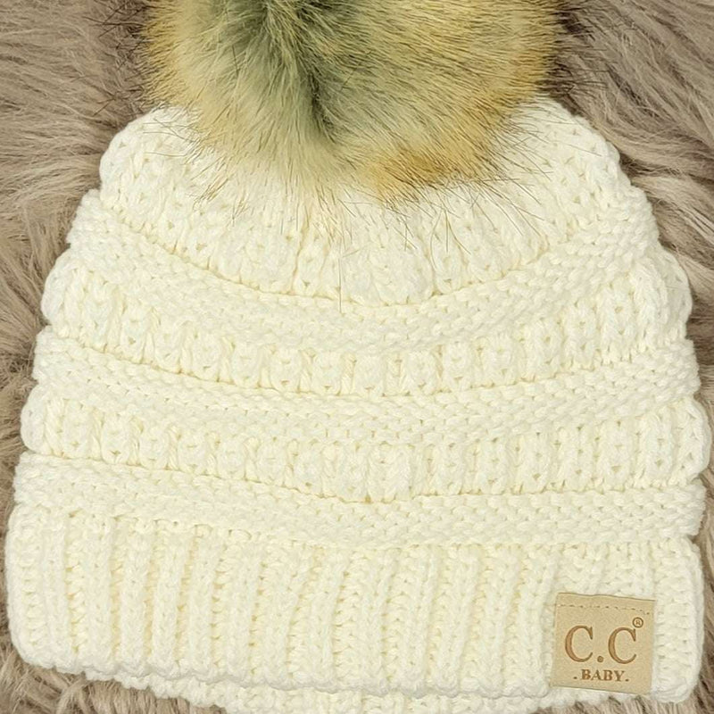 C.C White Baby Beanie - Mini Mee Boutique