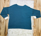 Women’s Zenana Teal White Detail Ribbed Set Curvy