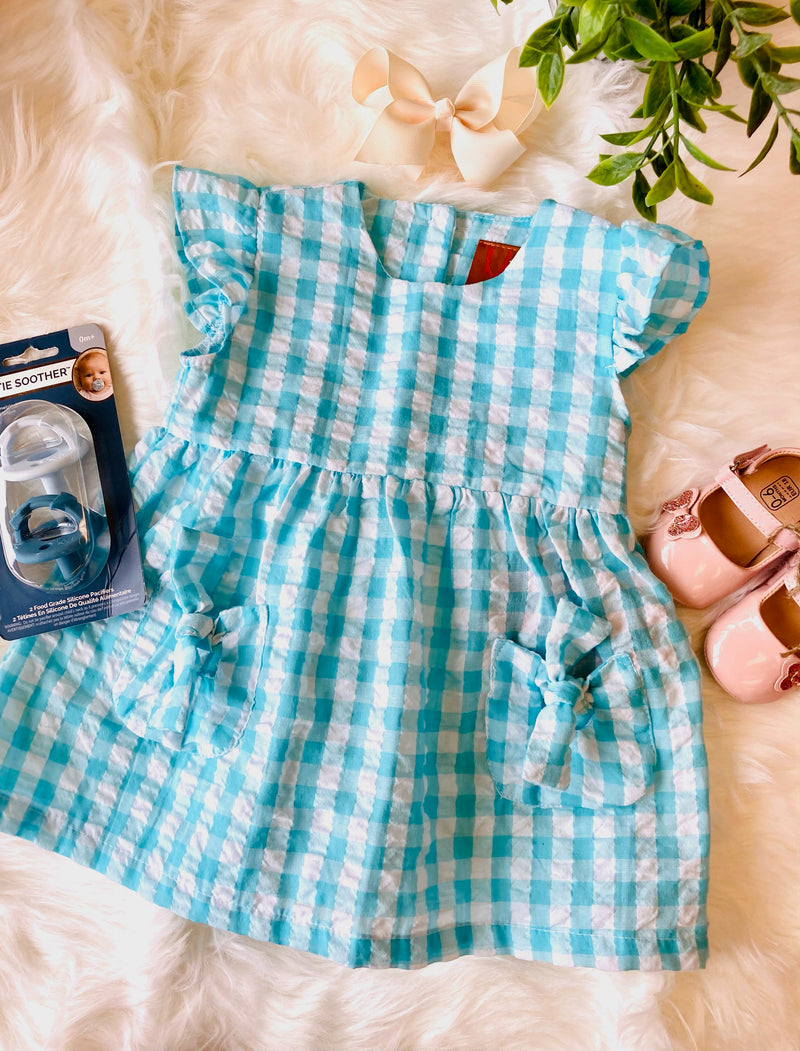 Millie Jay Blue and White Checkered Dress - Mini Mee Boutique