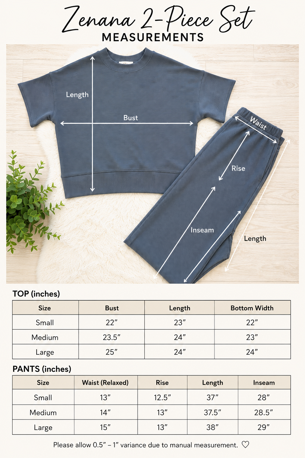 Women’s Zenana Grey Ribbed Pant Set