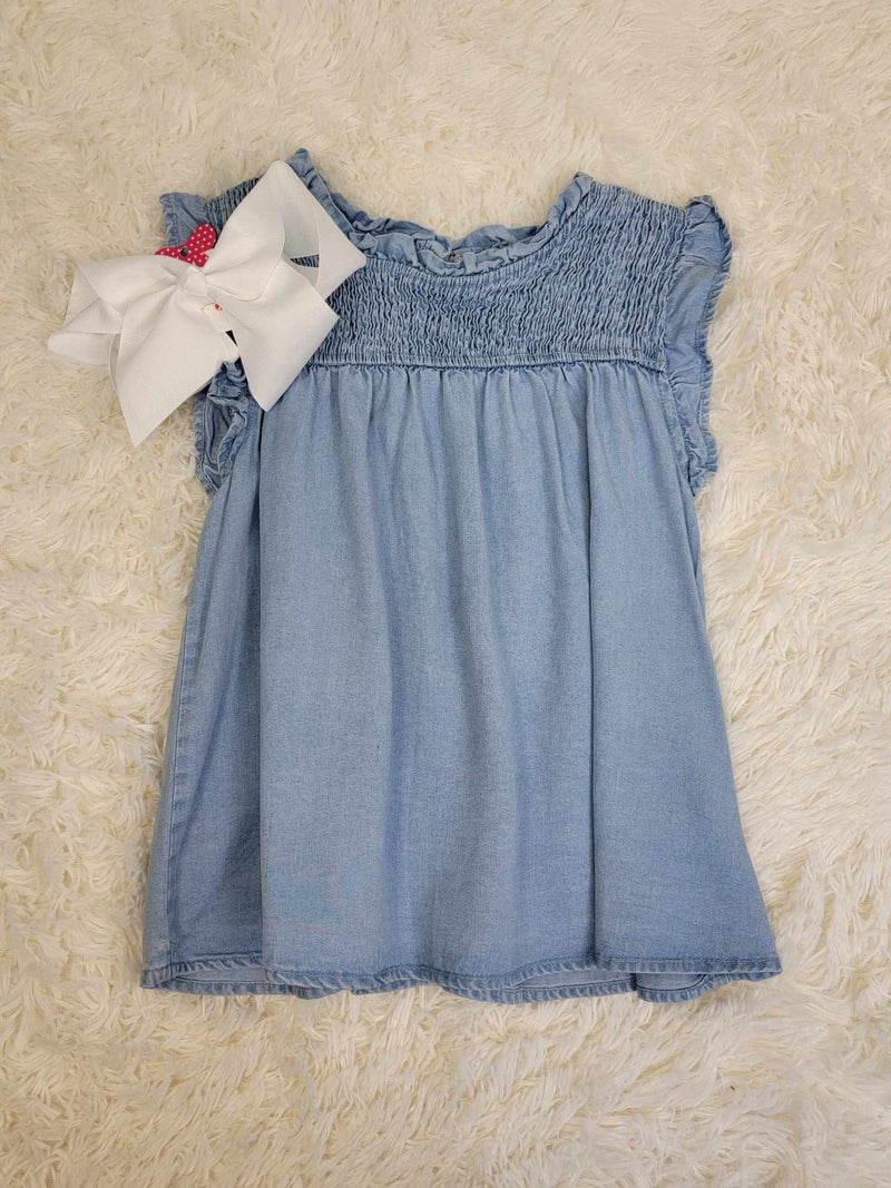 Girls Hayden Jean Ruffled Top - Mini Mee Boutique