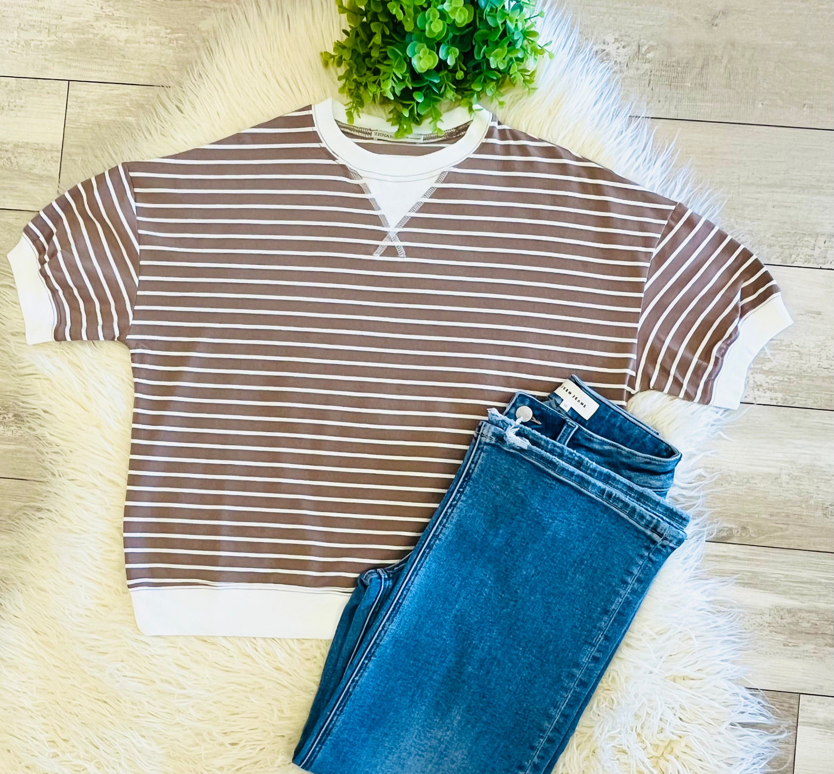 Women’s Zenana Mocha Striped Top