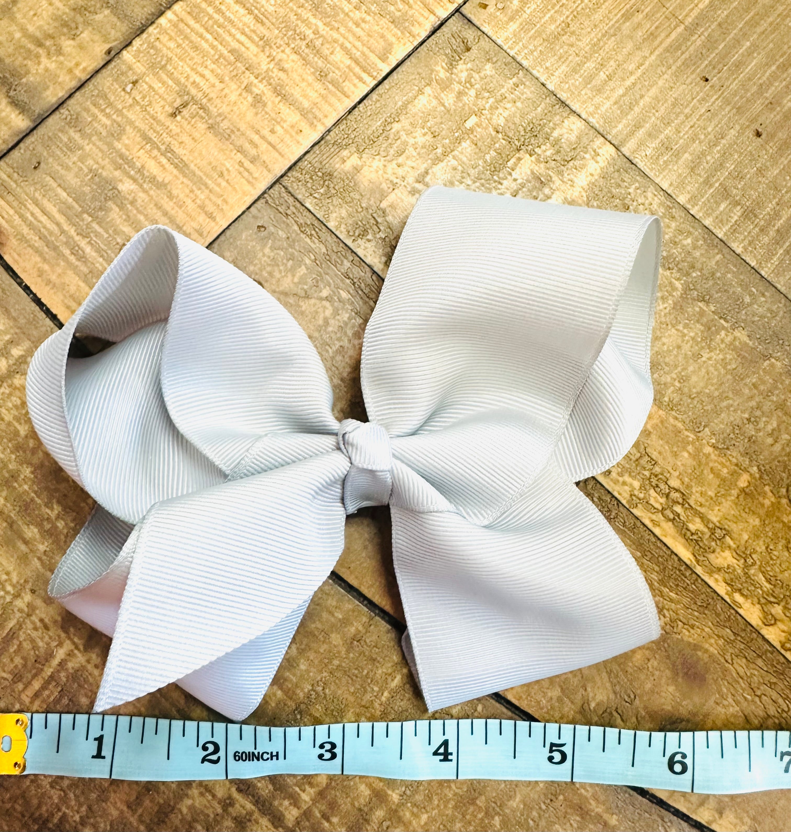 Hair Bow 6” Alligator Clip - Grey