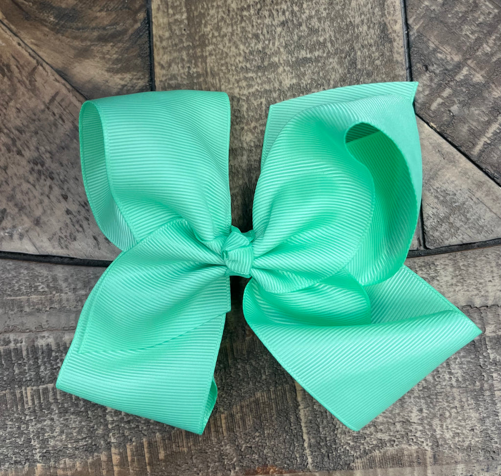 Hair Bow 6” Alligator Clip- Light Green