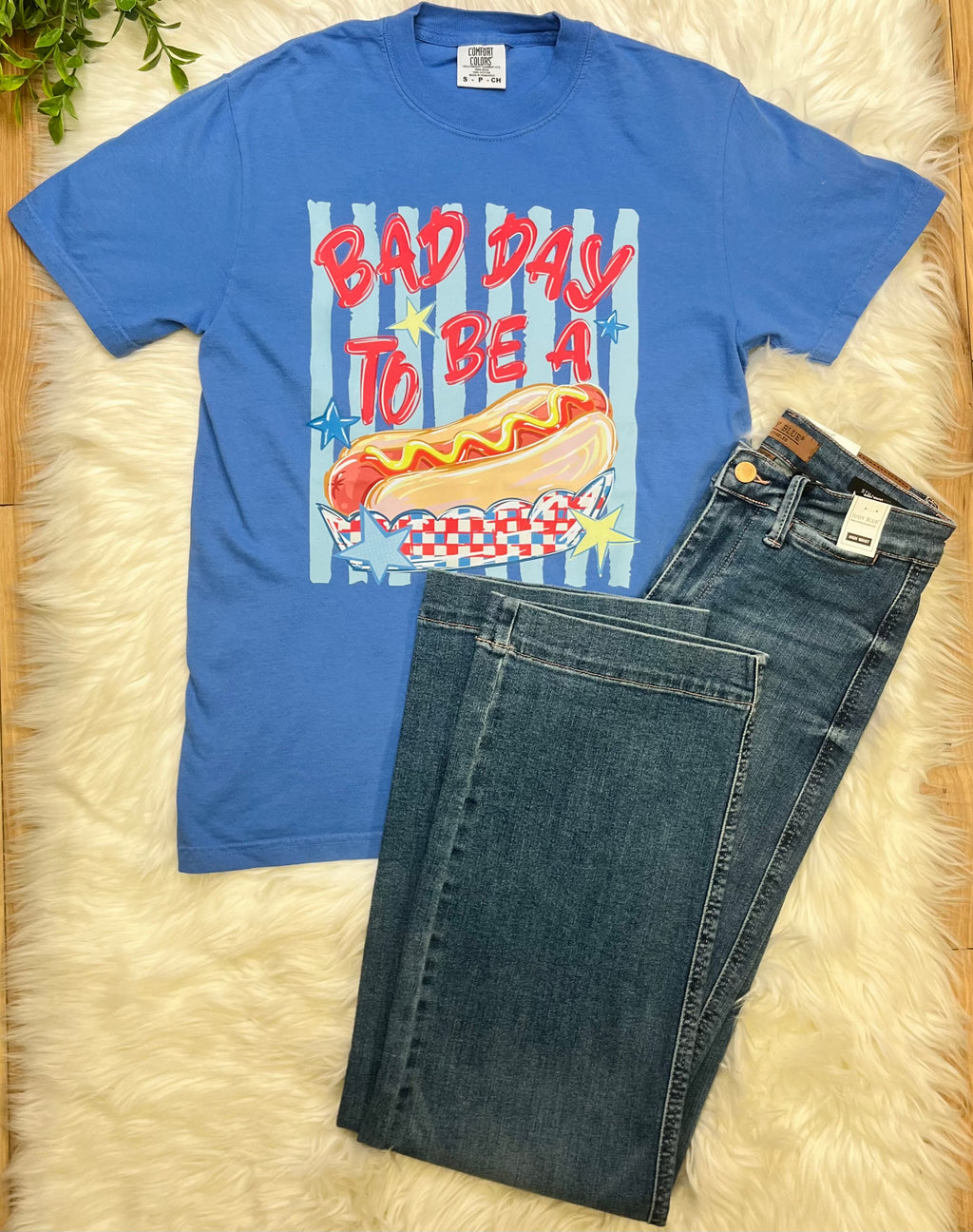 Women’s Blue Bad Day To Be A Hot Dog Graphic Tee