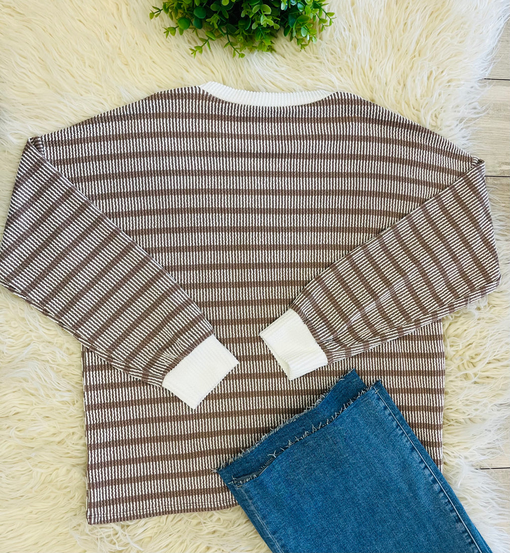 Women’s Ribbed Long Sleeve in Color Zenana Mocha - True to Size
