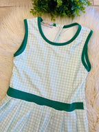 Girl’s Athletic Kelly Green Gingham Dress with Built In Shorts
