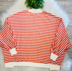 Women’s Evermmee Orange And White Striped Mock Neck Long Sleeve Top