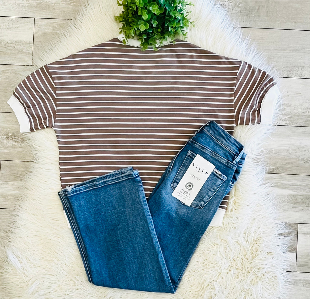 Women’s Zenana Mocha Striped Top