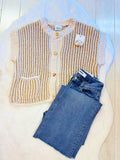 Women’s cream stripe button up top