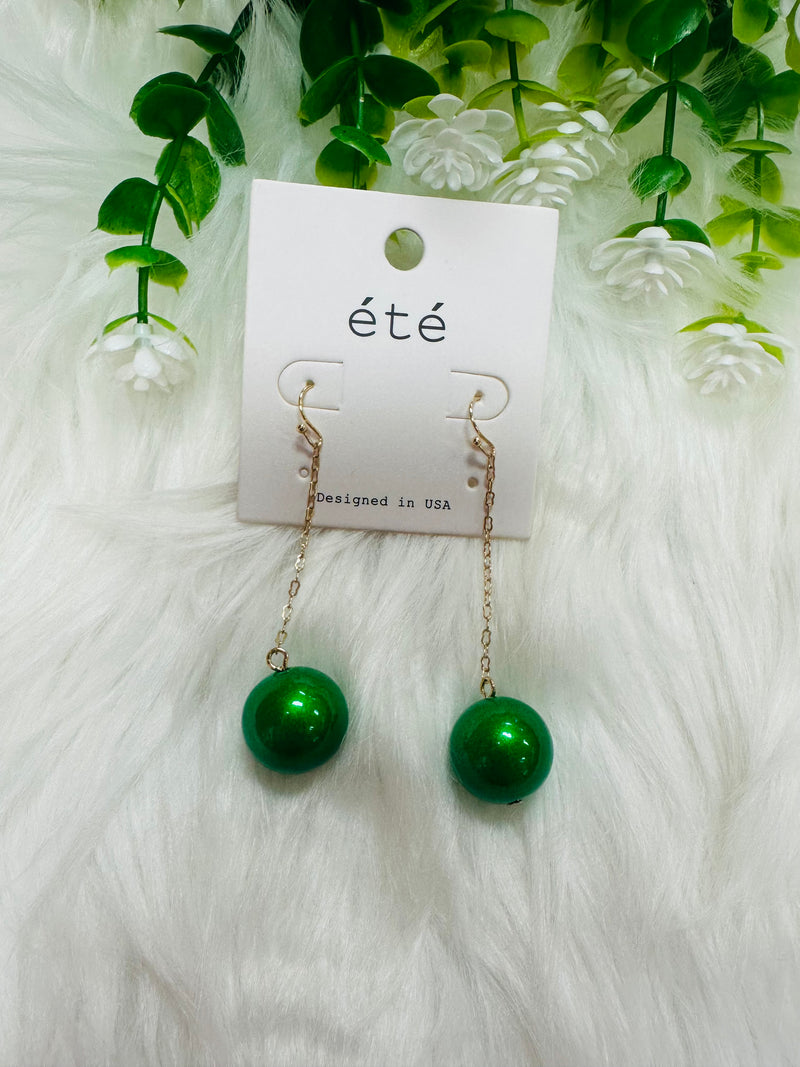 Women’s Forest Green Bulbed Dangling Earrings
