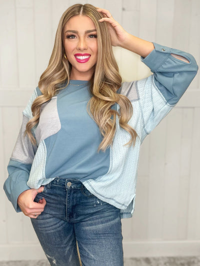 Blue Colorblock Pocket Top - Mini Mee Boutique