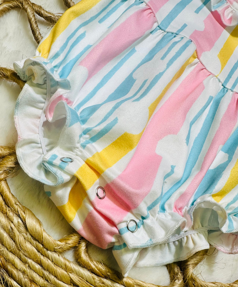 Girls Okie and Lou Stripes and Circles Onesie