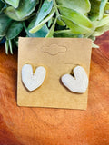 Women’s Cream Marbled Heart Earrings