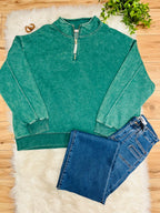 Women’s Zenana Curvy Kelly Green Quarter Zip Top