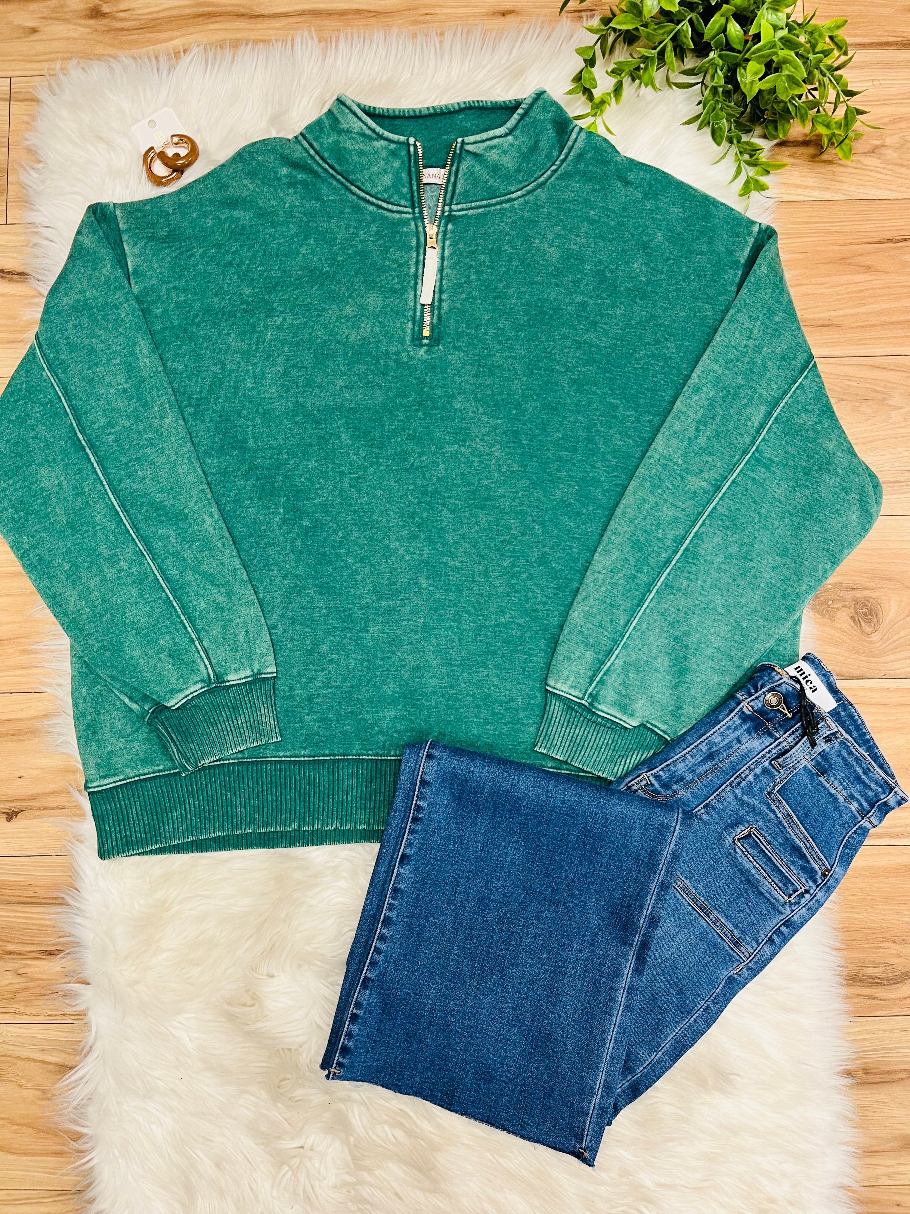 Women’s Zenana Curvy Kelly Green Quarter Zip Top