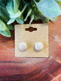 Metallic Pearl Stud Earrings