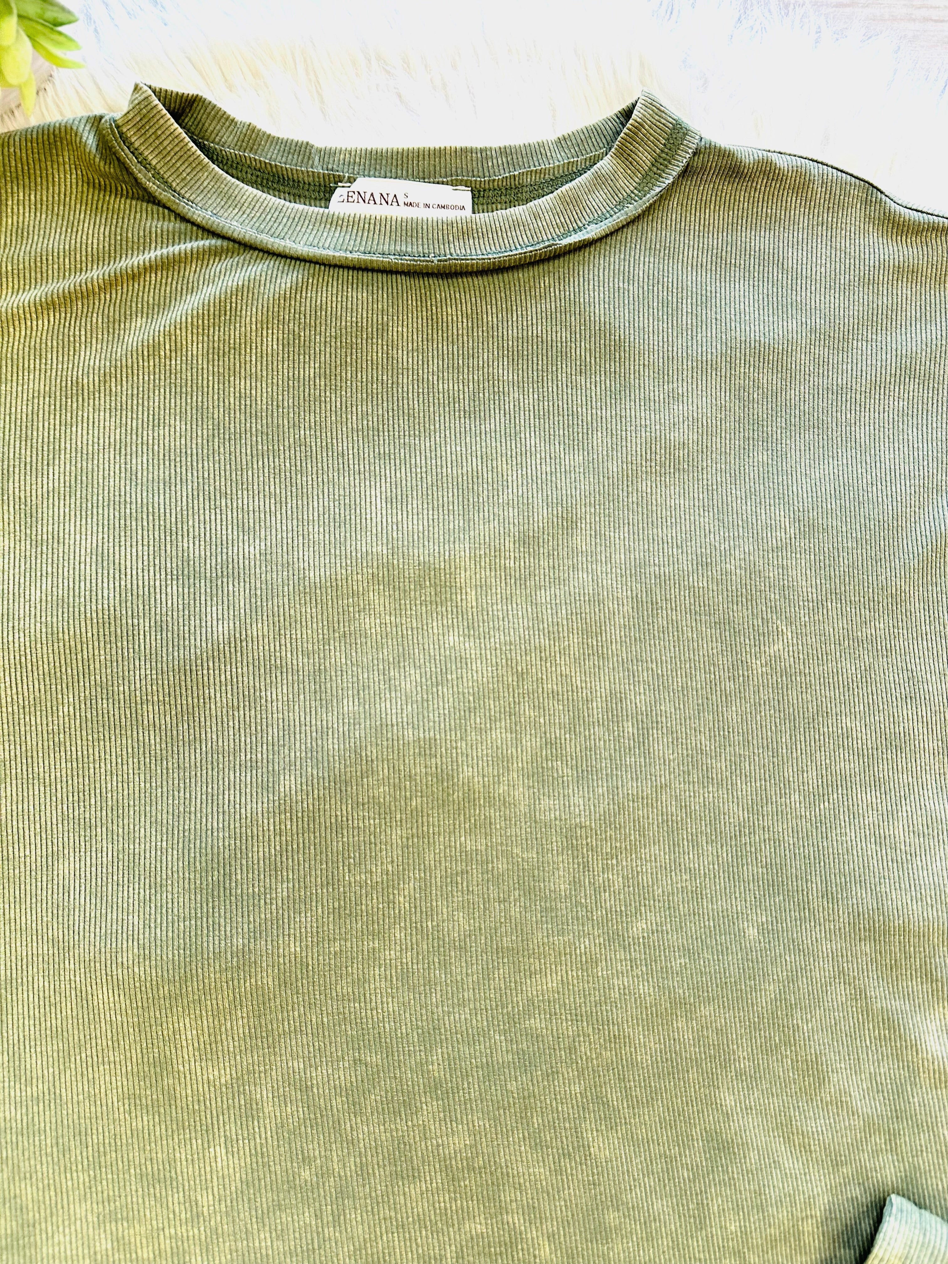 Women’s Zenana Dark Olive Acid Wash Pant Set