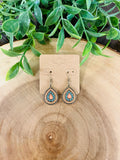 Women’s Coral and Blue Teardrop Dangle Earrings