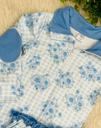Girl’s Blue Floral Quarter Zip Long Sleeve Skort Set