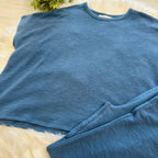 Women’s Dusty Blue Sleeveless Cotton Slub Pant Set
