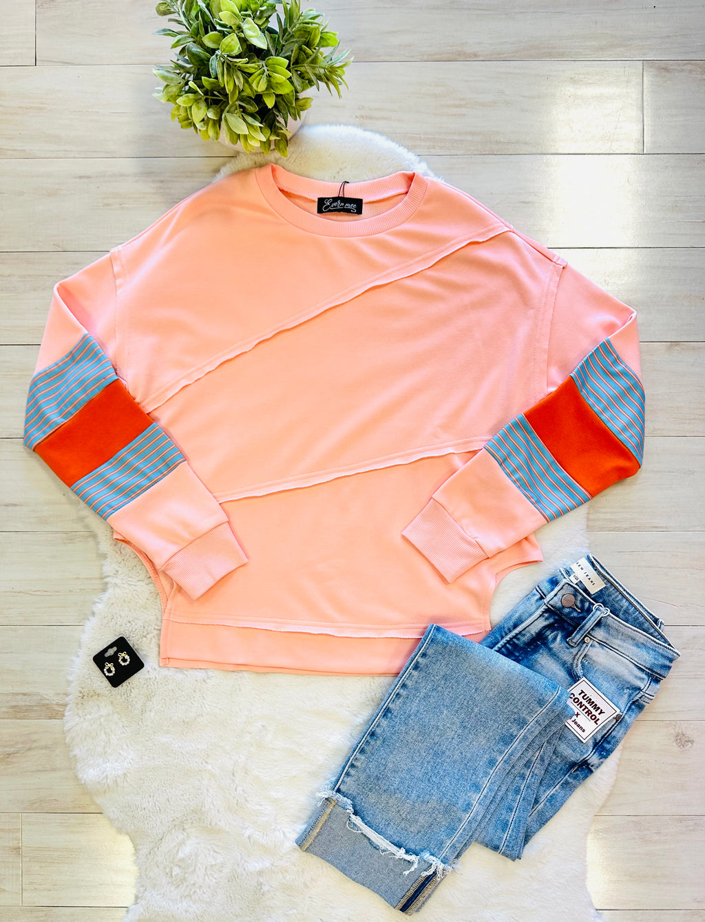 Women’s Evermmee Peach Detailed Long Sleeve Top